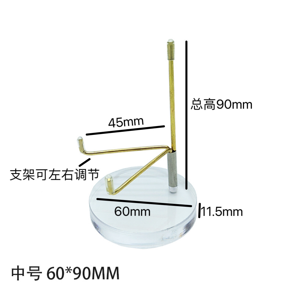 Soporte de etiqueta mineral transparente de acrílico redondo Soporte de exhibición de muestras de minerales de piedra cruda de cristal Soporte de caballete de base de brújula