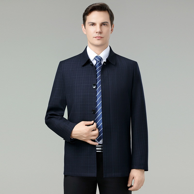 Brand High-End Men's Wool Jacket 25 Business Casual Middle-Aged and Elderly Cadres Men's Lapel Jacket Drop Shipping