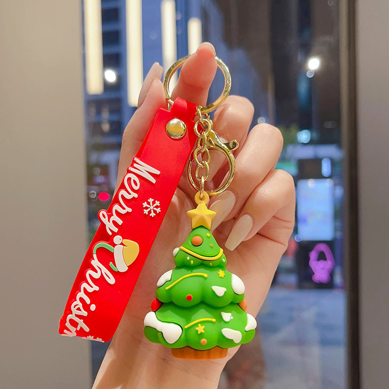 国境を越えたサンタクロースのキーホルダークリスマスペンダントクリスマスツリートナカイ人形バッグキーホルダープレゼント卸売り|undefined