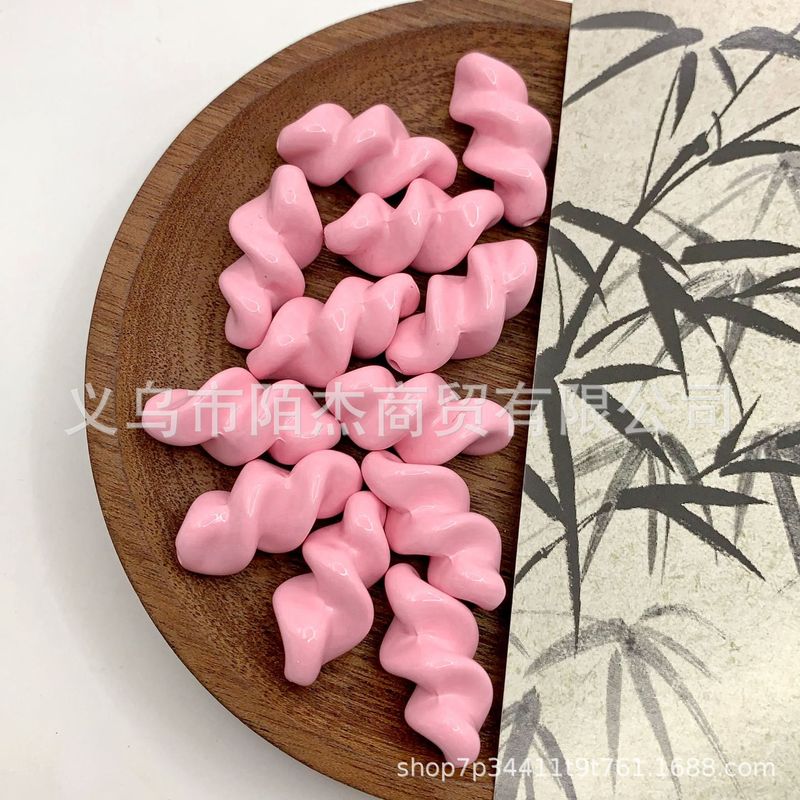 直孔烤漆15色浪味仙螺纹彩色珠 DIY串珠散珠手机链条挂件材料配饰|undefined