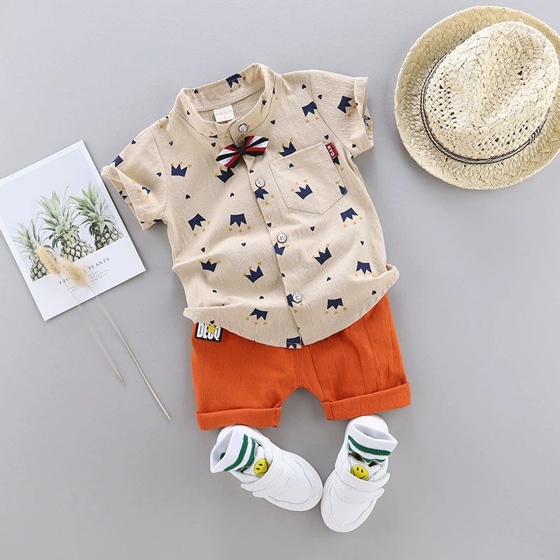 (Cross-border trading) summer children's summer clothing for boys set for early age sleeves with short sleeve → (Контрольно-граница) летняя детская одежда для мальчиков набор на ранний возраст с рукавами короткими