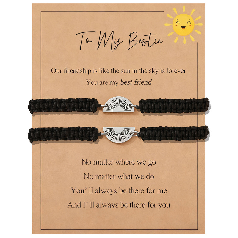 Cross-Border Temu New Product Sun Bracelet Creative Stainless Steel Semi-Circle Sun Engraving Handmade Friendship Bracelet