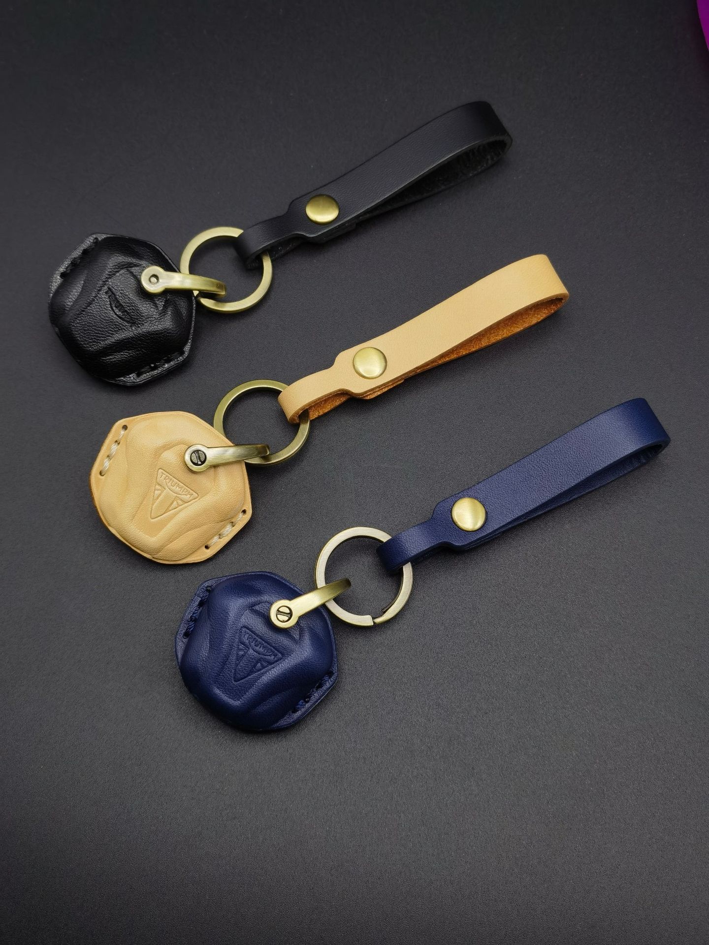 Genuine Leather Key Case for Triumph T100 Motorcycle T120