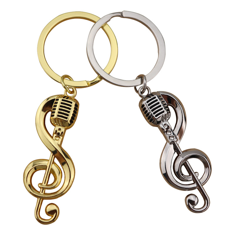 Creative simulation note earphone keychain Fashion music small gift pendant metal note keyring custom