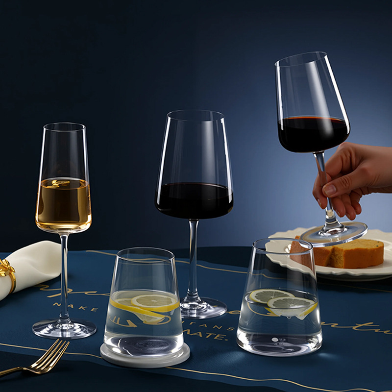 Taza de champán francesa alta taza de vino casera de cristal de alto valor nominal taza de vino blanco taza de vino espumante