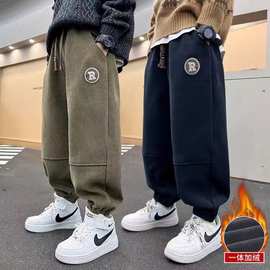 男童裤子2025秋冬新款灯芯绒卫裤中大童休闲运动时尚潮流加绒长裤