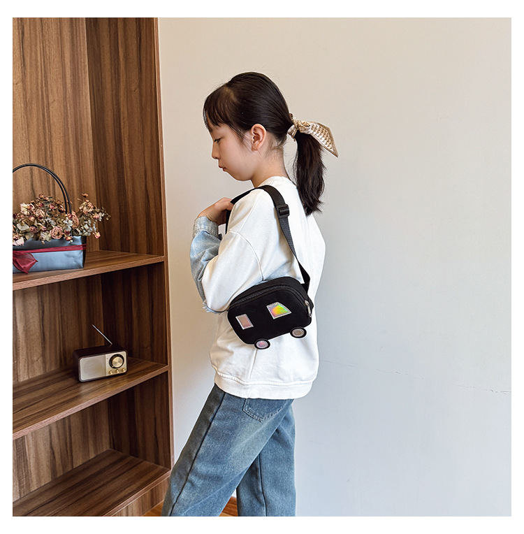 Niños Lienzo Color Sólido Lindo Hilo De Coser Cuadrado Cremallera Bolsas De Hombro display picture 6