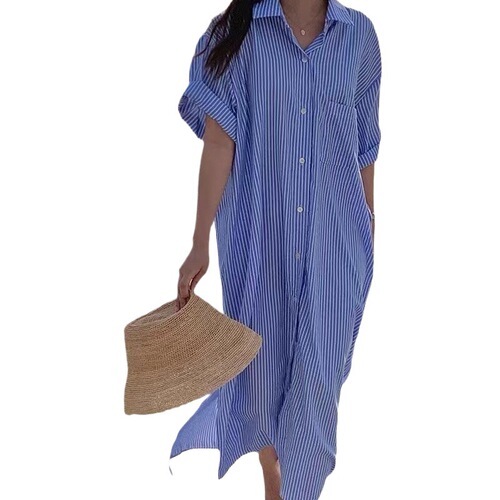 Korean-style casual ocean striped dress factory summer dress temperament design commuting women's shirt