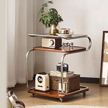 家用边几小推车带轮客厅中古风沙发茶几角几北欧可移动餐车置物架