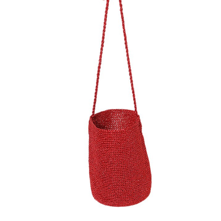 Fashion Shiny Line Single Shoulder Bucket Straw Woven Bag New Casual Solid Color Woven Bag For Women Beach Vacation Bag - Thumbnail 5