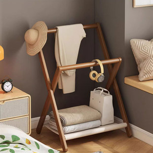 Bedside Coat Rack Floor-Standing Small Solid Wood Bedroom Temporary Clothing Storage for Sleeping at Night Scandinavian Clothes Hanger for Home Use