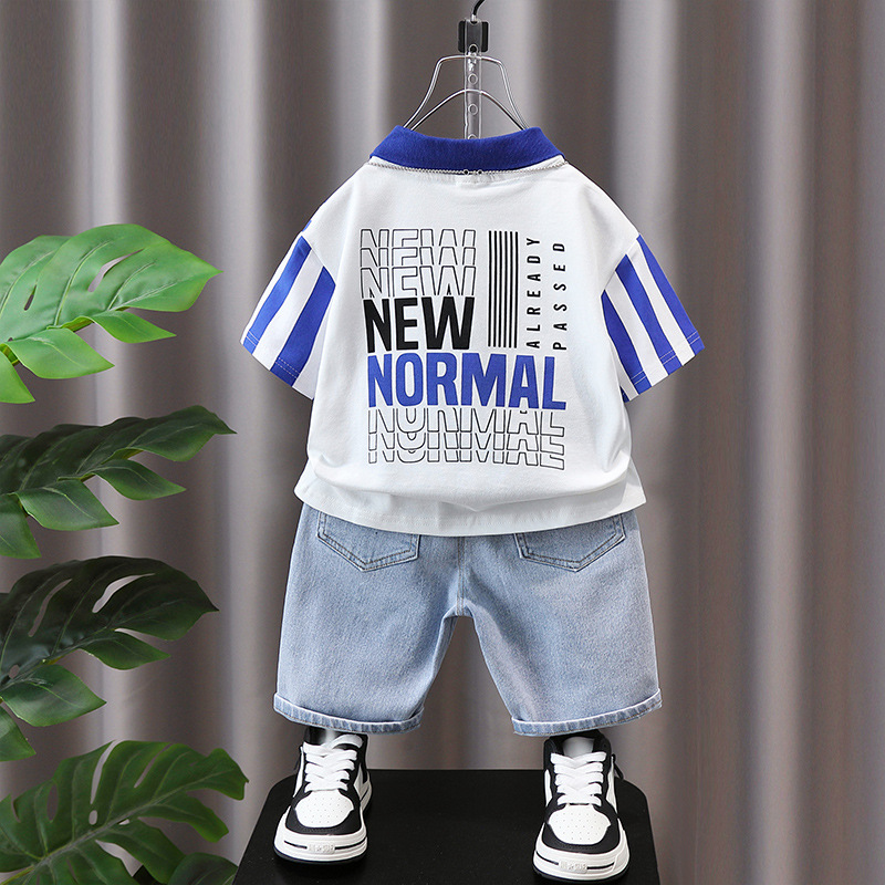 3371 ropa de los niños ropa de verano traje 2023 nuevo Polo verano estilo occidental niños guapo manga corta estilo coreano