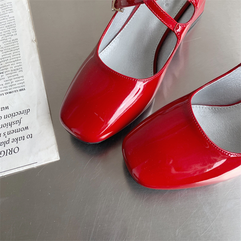 Mary Jane – talons hauts épais à Double sangle pour femmes, simples, à tête carrée, petits rouges, saison printemps et automne 2024_voghion.com
