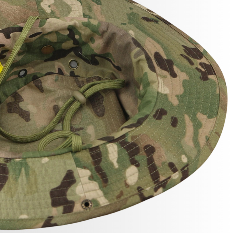 Camuflaje sombrero de borde redondo gran alero campamento al aire libre pesca montañismo Benny sombrero ejército fanático de la pesca sombrero ocio al aire libre