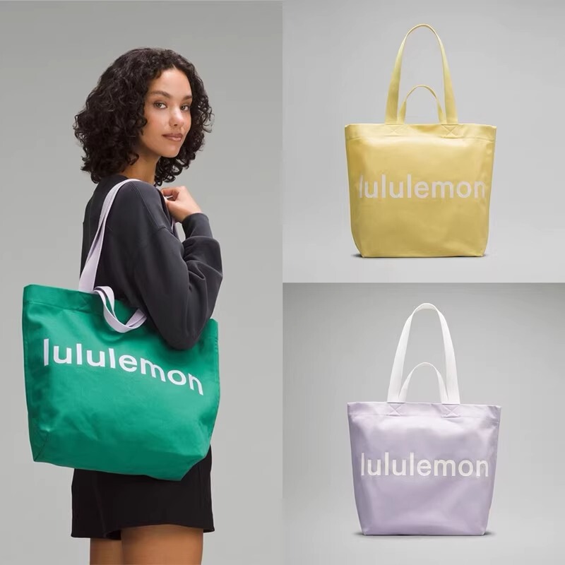 Ins Trendy Brand Large Capacity Lulu Canvas Tote Bag for Men and Women Students Travel Yoga Bag Fitness Sports Tote Bag