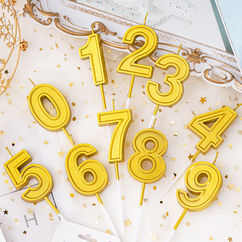 新品带边金色数字蜡烛3