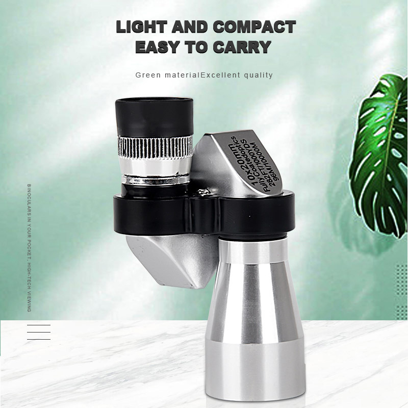 新品 铝合金10X20拐角单筒望远镜金属便携袖珍高清高倍 手机拍照