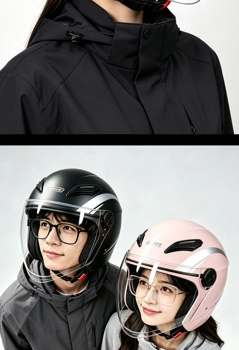 [Cross-border] Cycling Commute Electric Vehicle Helmet, Universal for Women, Warm, 3C Certified Motorcycle Helmet, High-Definition Anti-Fog for Men