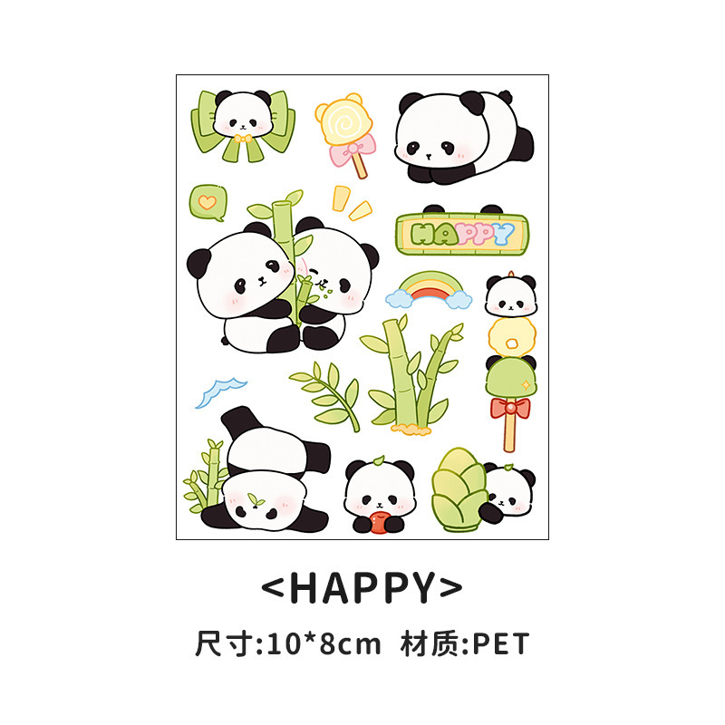 Pegatinas de dibujos animados para niños lindos panda pegatinas impermeables para estudiantes de escuela primaria niñas DIY patrón de decoración de contabilidad