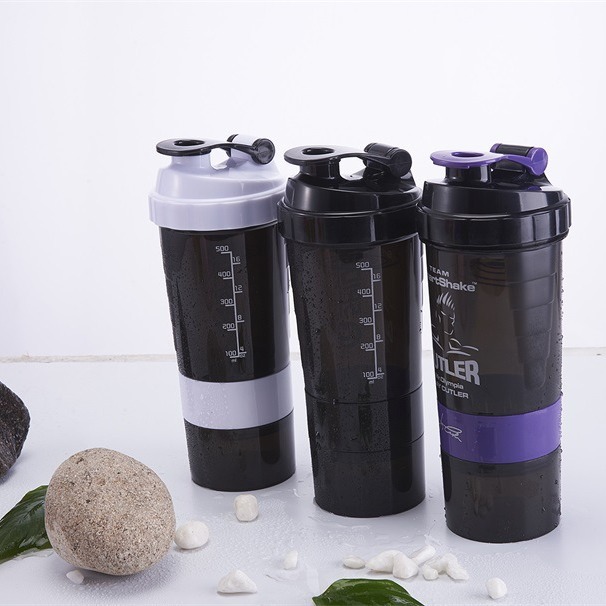 Fitness primavera tres capas batido Copa 500ml deportes fitness hervidor de agua revolviendo proteína polvo Spider Cup al aire libre hombres y mujeres