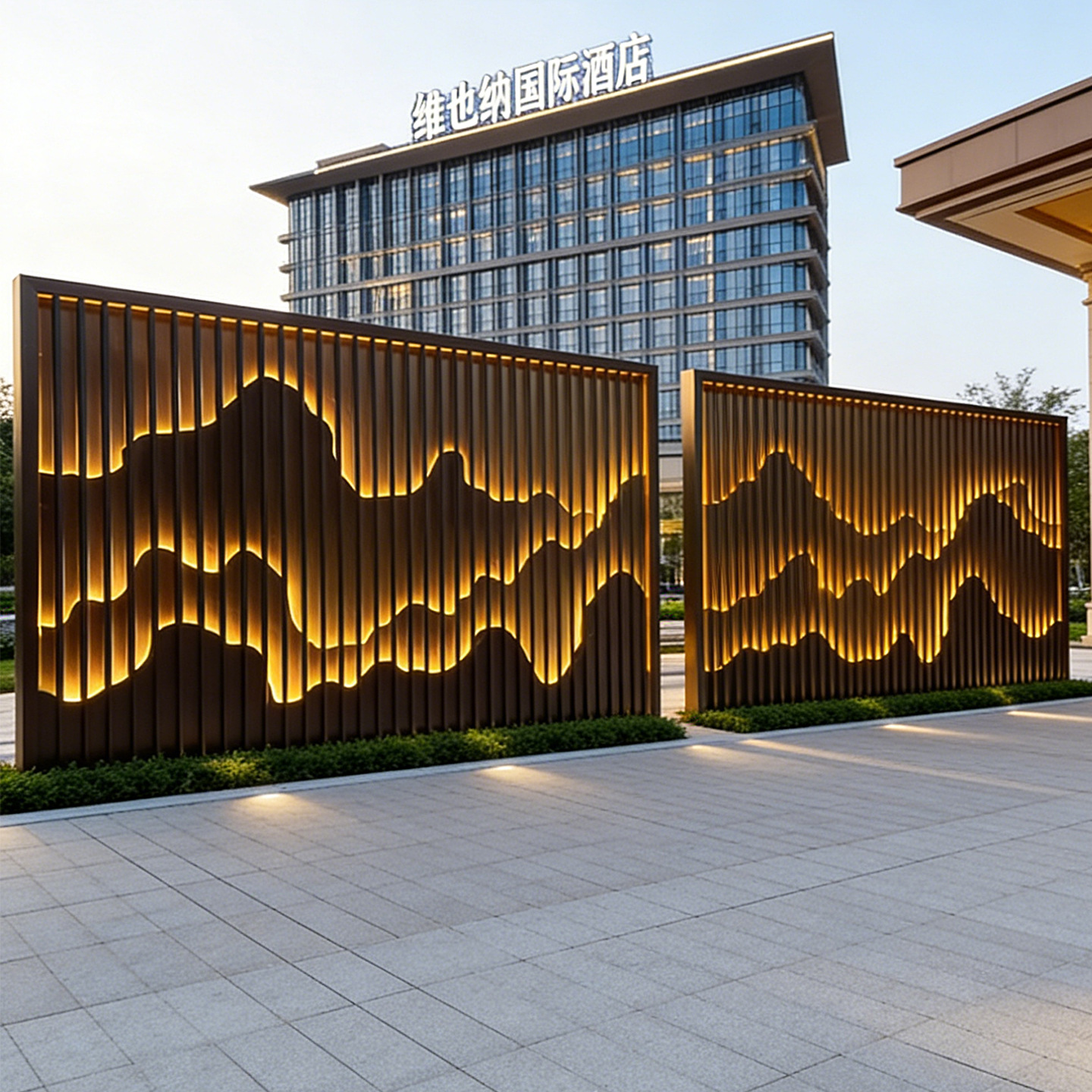 Customized Stainless Steel Rockery Background Wall Hotel Sales Department Metal Grille Screen Outdoor Garden Partition Landscape Wall