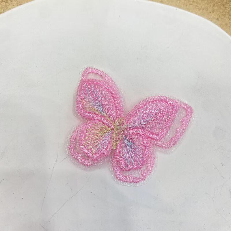 厂家直销服装辅料刺绣补丁贴彩色双层幻彩欧根纱刺绣蝴蝶布贴|undefined
