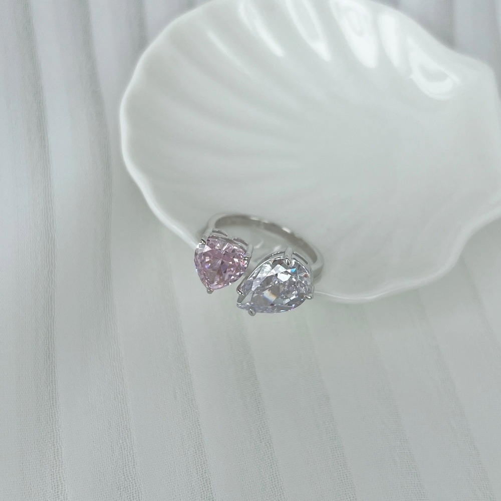 3g Weight Zircon Inlay Material Rings Classification 1 Piece Quantity Daily, Date Occasion 925 Sterling Silver Material Water Droplets, Heart Shape, Bow Knot Pattern Women's Gender Plating Design Elegant, Sweet Style 925 Sterling Silver Zircon Water Droplets Heart Shape Bow Knot Rings 925 Sterling Silver Rings 35