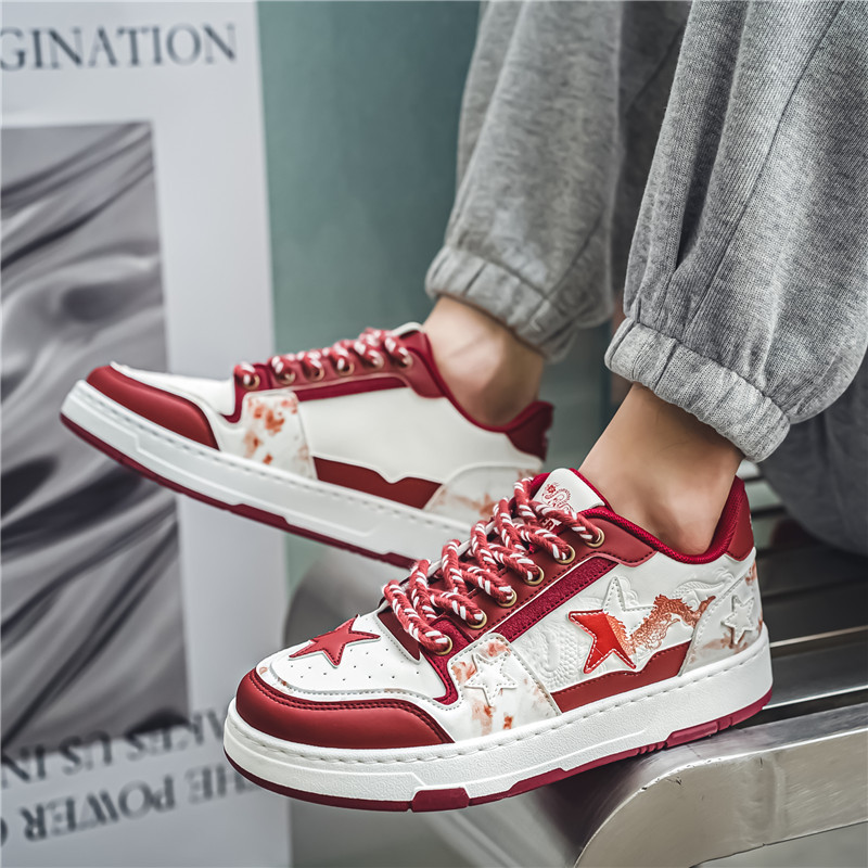 2024 Herbst neue Herren Drachenjahr Leder geprägte Drachenbrettschuhe Jugendstudenten trendige Schuhe Live-Sport Herrenschuhe_voghion.com