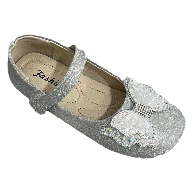 2024 New Girls Single Shoes Princess Shoes Baotou Baby Shoes Leather Shoes Children's Beanie Shoes Rhinestone Princess Shoes Wholesale