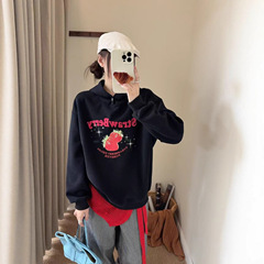 宋雨琦同款钉珠草莓字母连帽卫衣女秋季新款慵懒减龄宽松长袖上衣