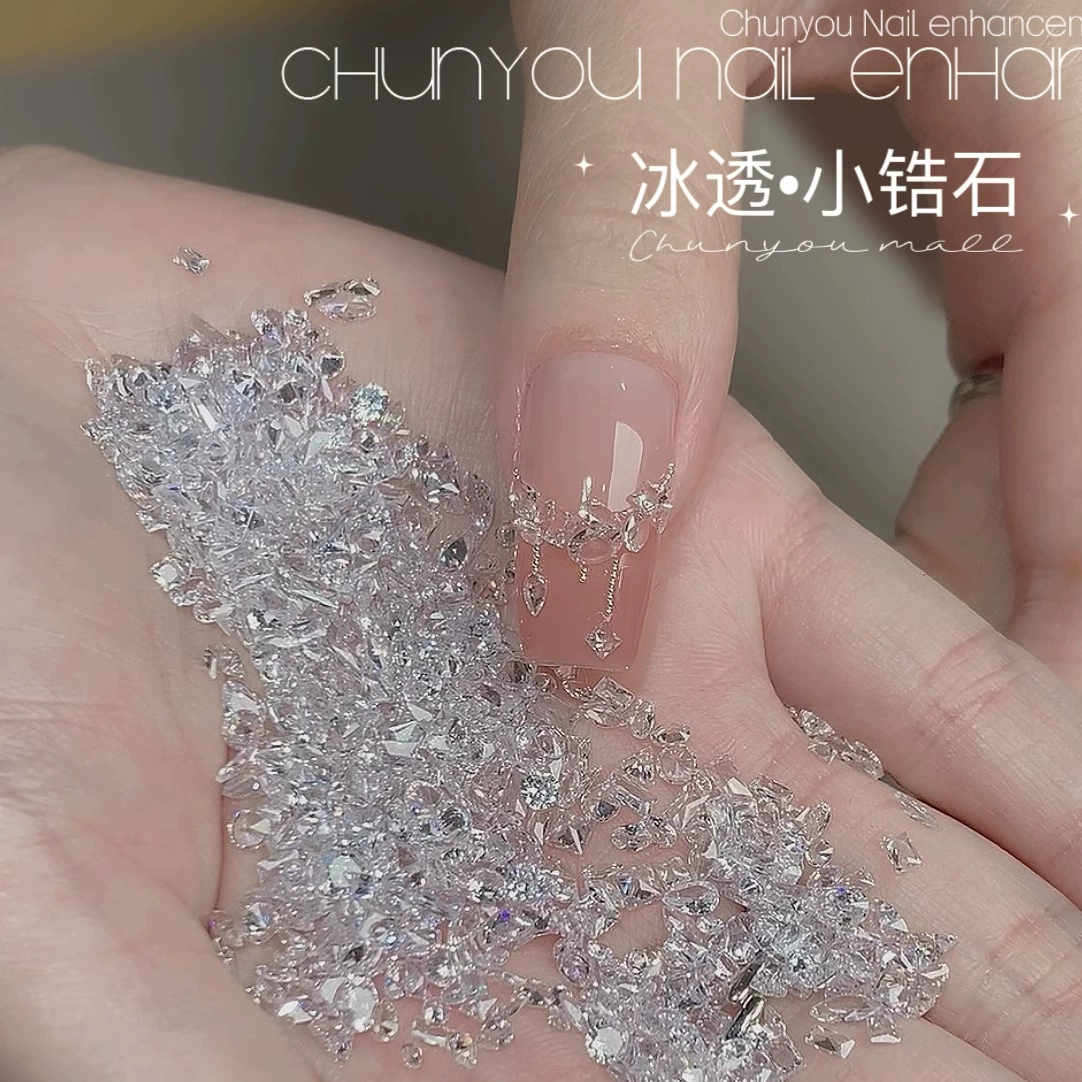 Прозрачный циркон маникюрный сверл смешанный 5a высококачественный мини-труба с прозрачным дном цирконий бриллиант с белыми ногтями