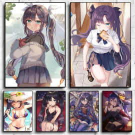 爆火原神莫娜帆布艺术海报厂家批发高清喷绘油画布跨境电商Lazada