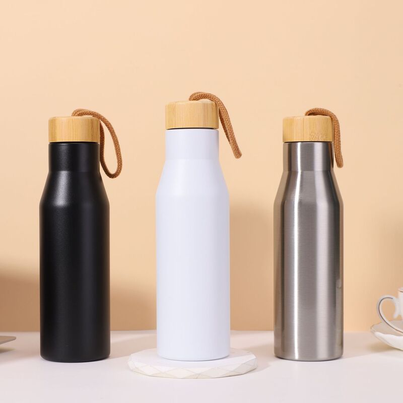 New Simple and Fashionable Bamboo Pattern Lid Coke Bottle Home Office Stainless Steel Thermos Cup Outdoor Portable Rope Water Cup