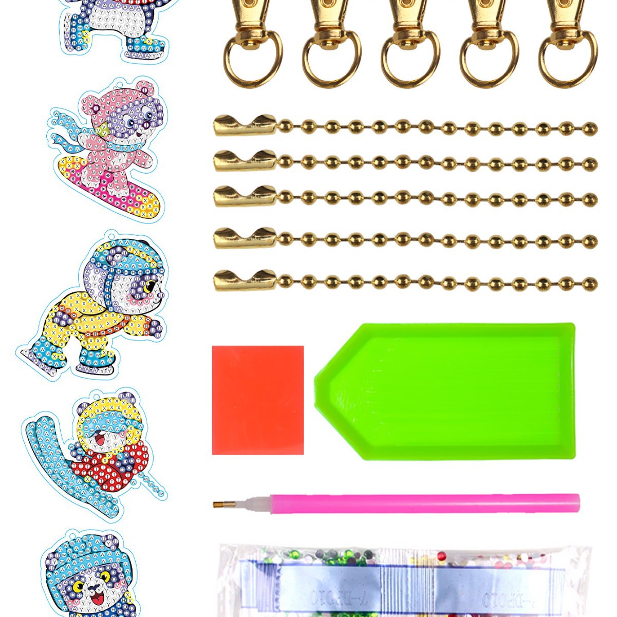 DIY diamante pintura llavero diamante brillante especial en forma de dibujos animados acrílico esquí Panda traje fábrica venta directa al por mayor