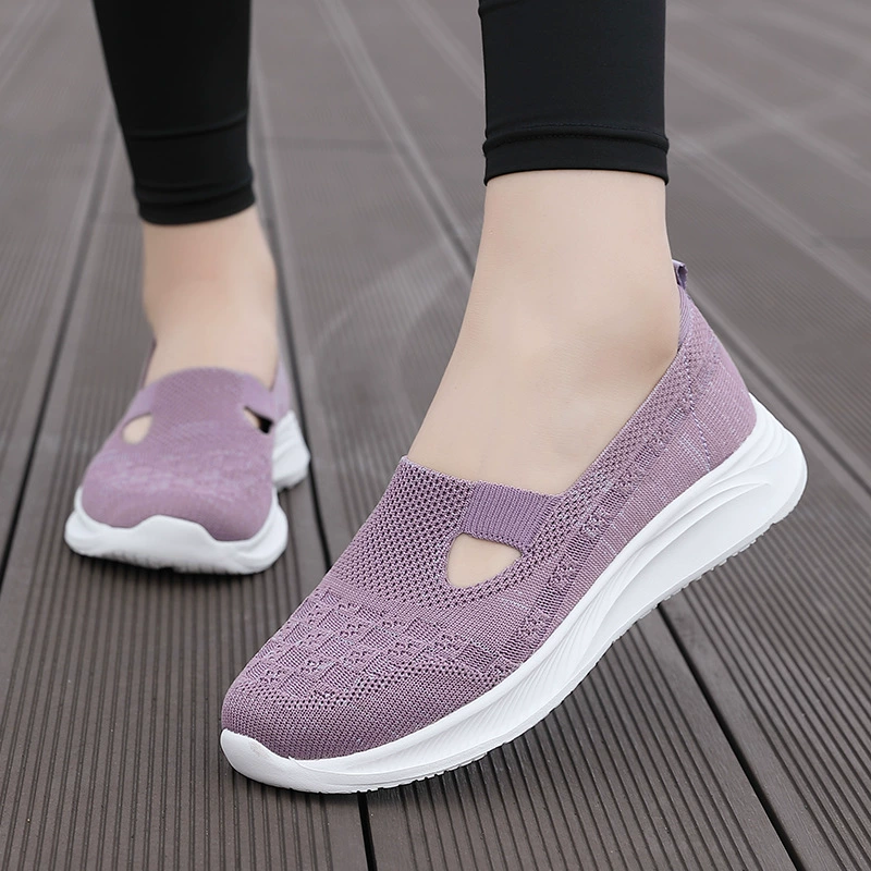 Летняя прогулочная обувь, Женская легкая мягкая подошва, повседневная обувь для среднего возраста для пожилых людей, дышащая удобная обувь для мам, молочная обувь, женская обувь