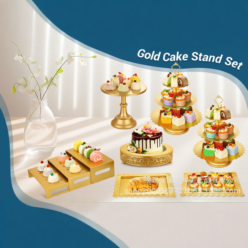 Tabla de postres de té de la tarde refresco estante de exhibición de bodas europeas estante de pastel de metal estante de decoración de cumpleaños estante de pasteles