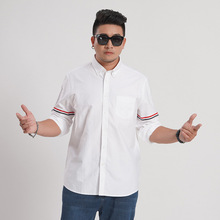 春秋大码男士长袖衬衫个性撞色肥佬胖哥休闲宽松牛津纺衬衣加大号