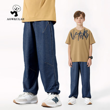 夏季韩版新款儿童梭织牛仔长裤 大童薄款休闲防蚊裤男童裤子批发