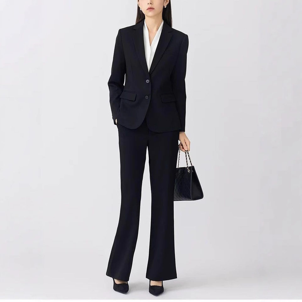Bộ vest nữ cao cấp hai cúc ôm dáng không cần là, áo vest công sở sang trọng — áo khoác đơn màu đen, Áo khoác đơn màu xanh hải quân, Áo khoác xanh navy + quần thẳng, Áo khoác xanh navy + váy hông