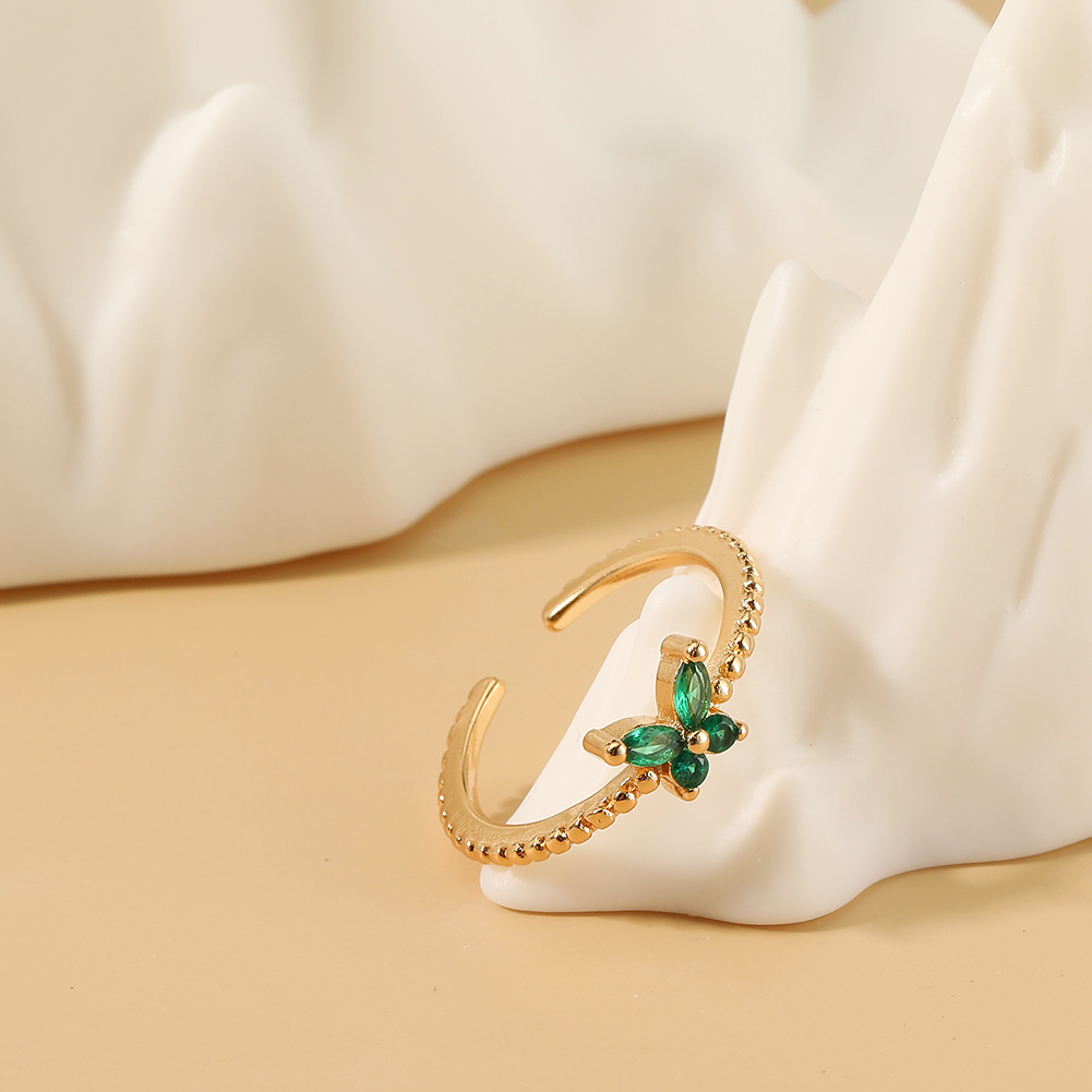 Simple Style Butterfly Copper Gold Plated Open Ring 1 Pair