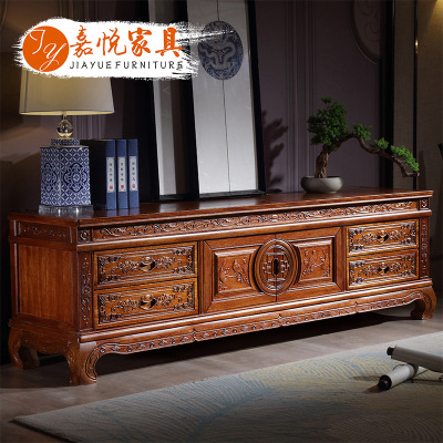 实木花梨木电视柜新中式两门四抽简约储物地柜影视柜客厅红木家具