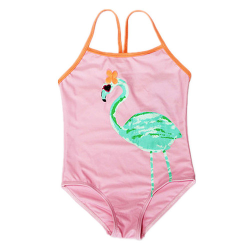 European and American-style girls' one-piece swimsuit, flamingo cartoon swimsuit, for toddlers, children, and babies learning to swim.