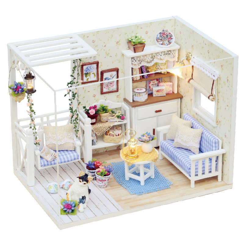 Zhiquwu DIY Cabin Kitten Diary Assembled Architectural Model House Creative Birthday Gift for Girlfriend