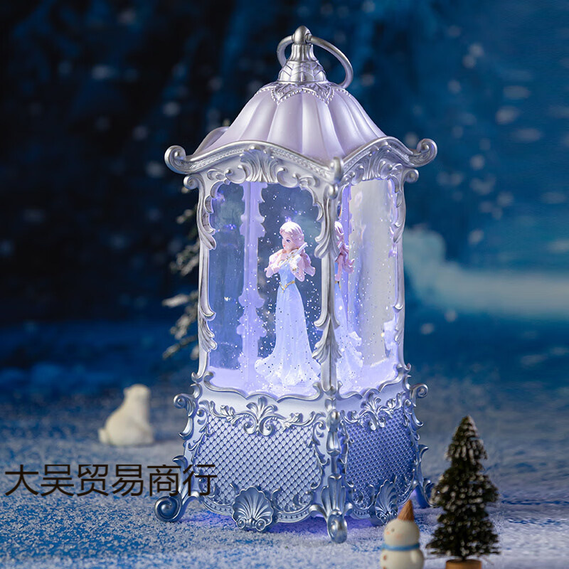 Bailando ballet giratorio caja de música caja de música nieve flotante bola de cristal decoración niña cumpleaños juguete luz de noche