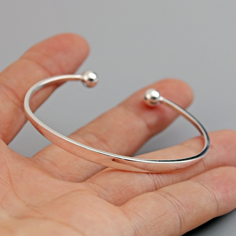 Yamamoto plata simple llanura cuentas de plata pulsera de plata estilo coreano de las mujeres 925 moda de plata irregular pulsera de la superficie ins