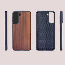 简约适用三星S21木头保护套ins中性木质S25Ultra手机壳后盖式外壳