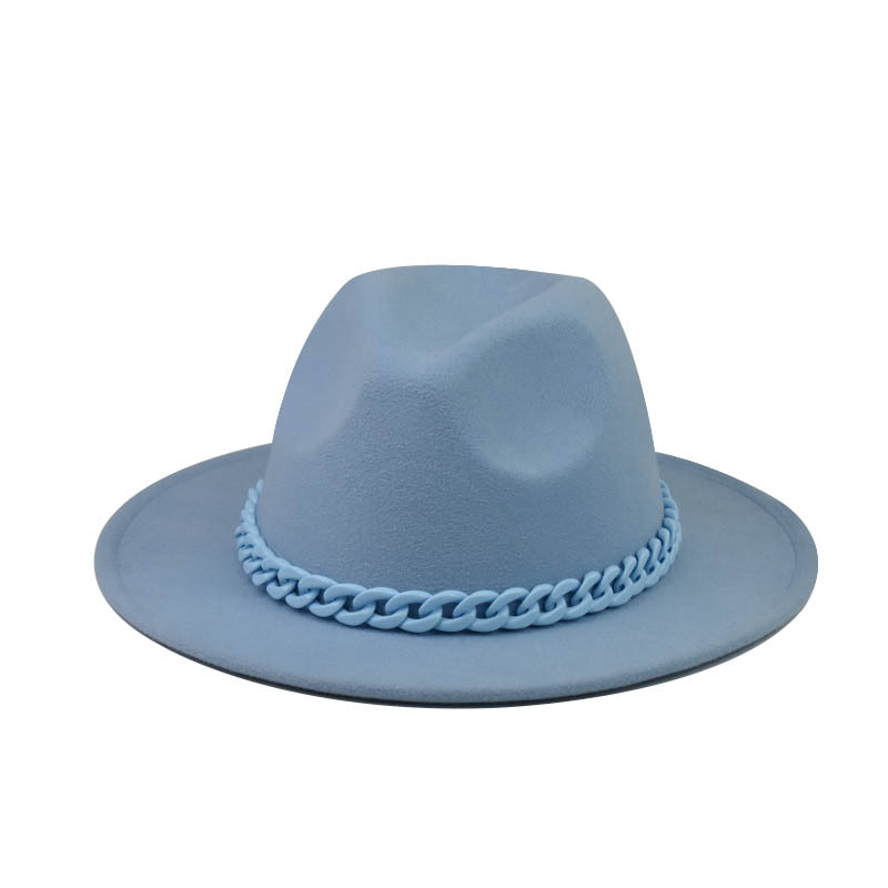 Comercio exterior transfronterizo engrosado padre-hijo Four Seasons Cadena naranja sombrero de lana cadena sombrero de fieltro de ala grande sombrero de copa plana