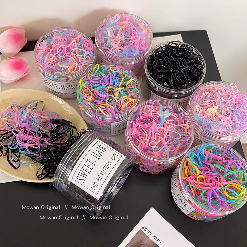 colorful small rubber band women‘s canned disposable hair rope korean style high sense children‘s hair band all-match hair-binding headband hair accessories