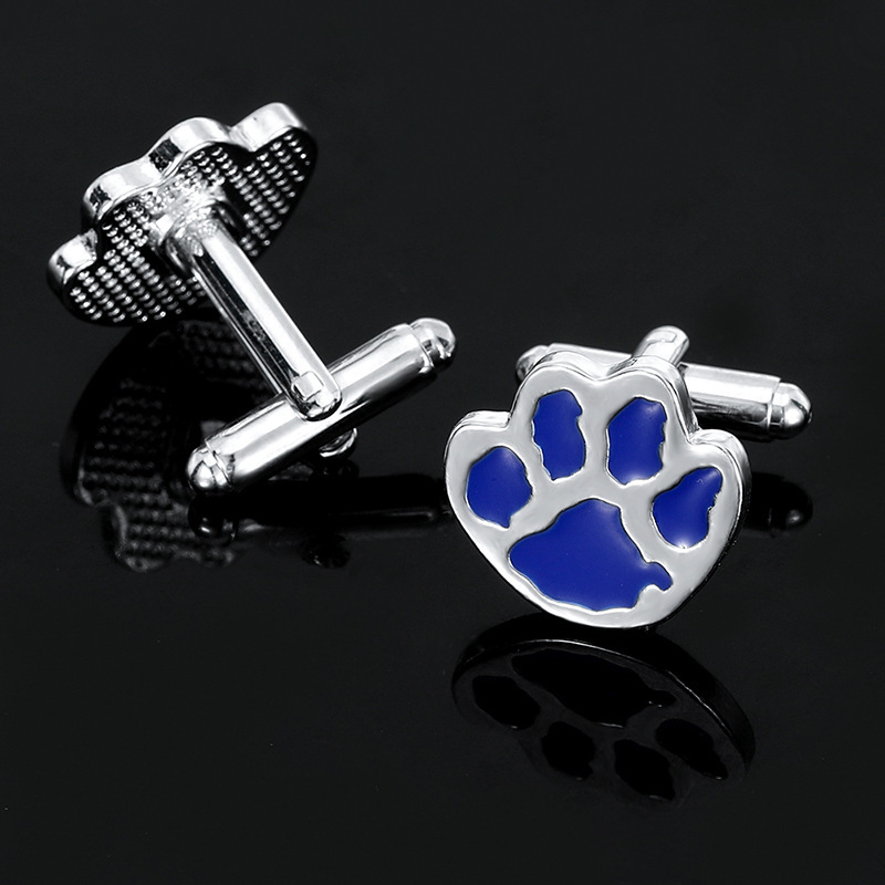 moda nuova lega metallo blu orso zampa gemelli personalità creativa goccia di olio camicia polsino unghie_voghion.com