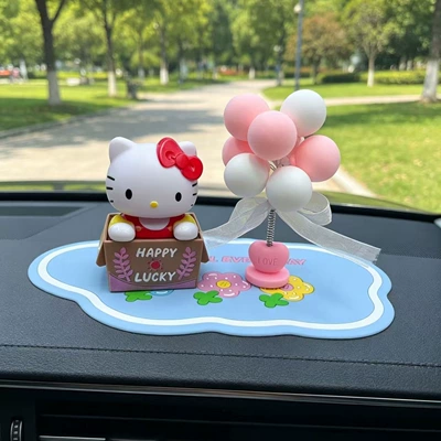 center console shaking head — Car ornaments - red-cat-balloon-blue-anti-slip-mat